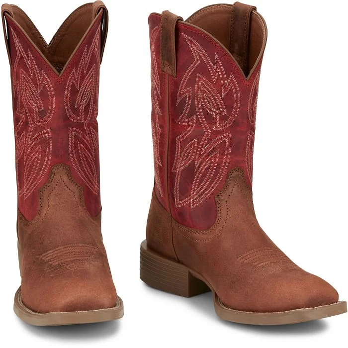 JUSTIN MENS CANTER SQUARE TOE WESTERN BOOTS STYLE SE7514