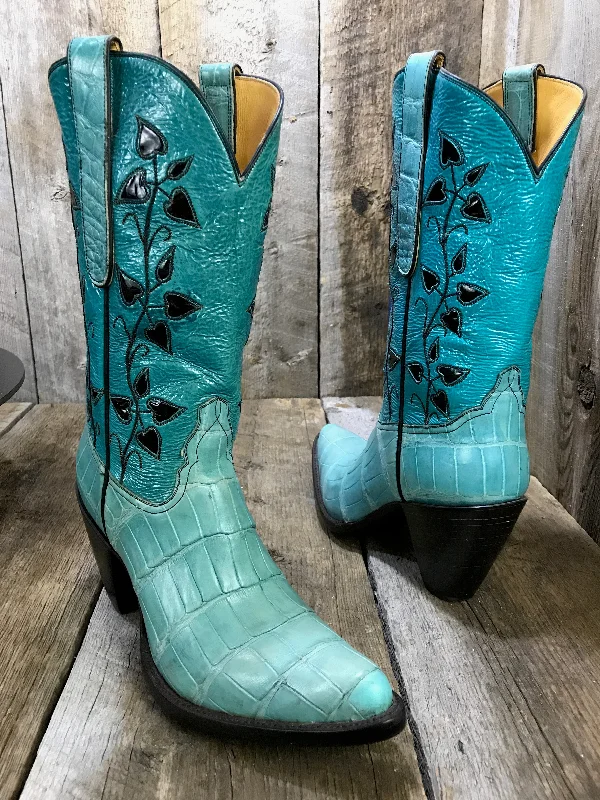 Kangaroo Turquoise & Alligator Tail Tres Outlaws Women's Classic  Boot  1720 *