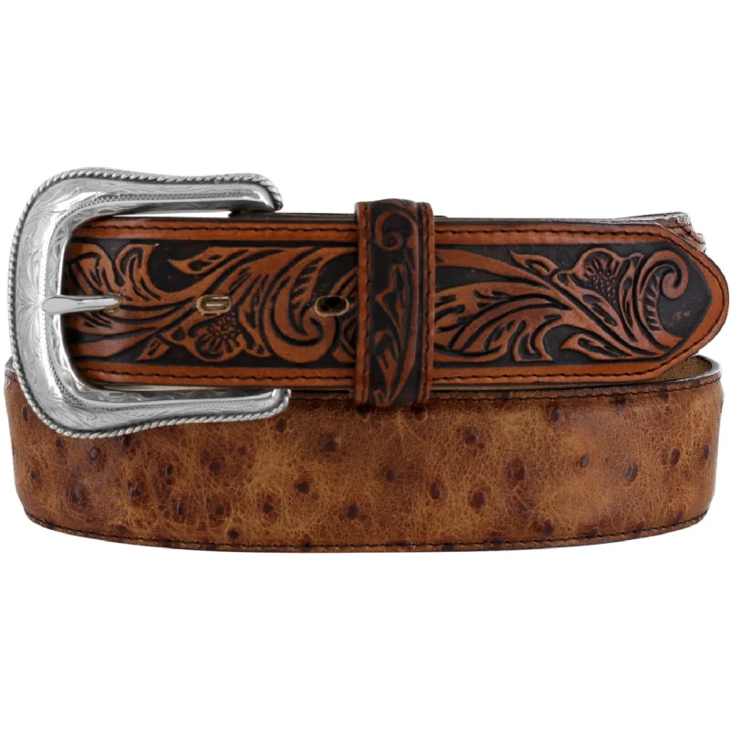 Leegin Mens Rustic Ostrich Dress Belt Style C42525