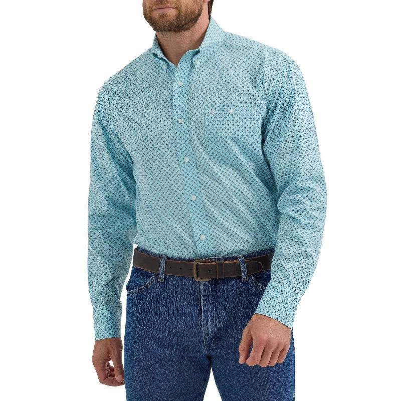 Wrangler Men's Light Blue Geometric Print Shirt