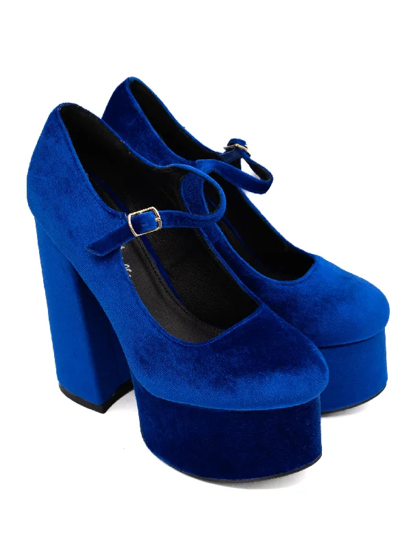 Midnight Sky Velvet Platform Heels