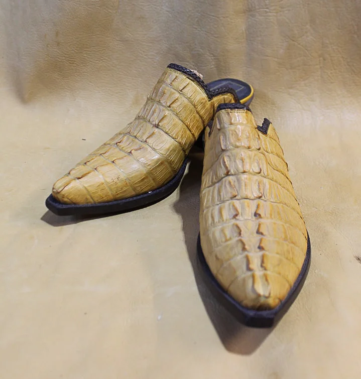 Mustard Croc Tail Mule 3039