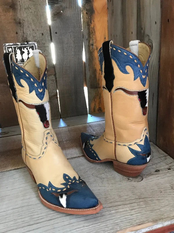 Natural Calf ,  Denim Ostrich & Deer   Tres Outlaws  Women's Classic 1535@