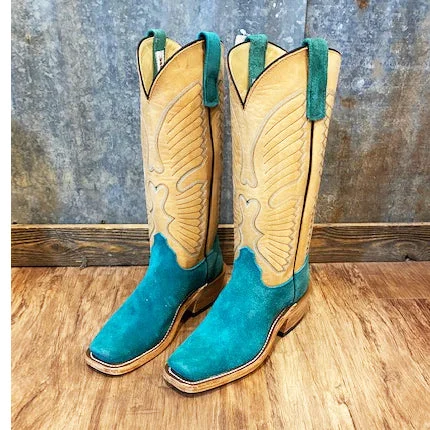 Olathe Wyoming Teal Roughout Boots