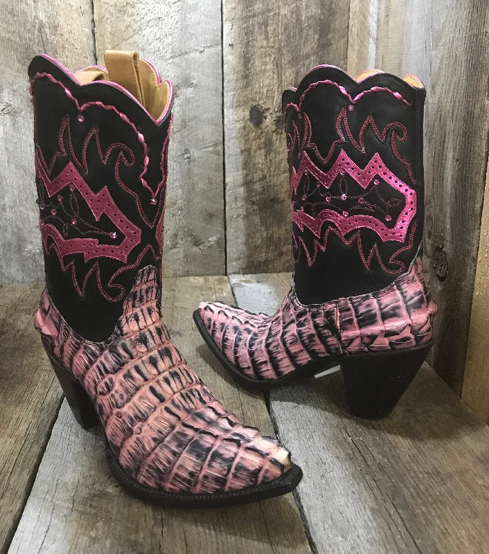 Pink Crocodile Tail w/Bedazzle Falconhead Boots 1416 *