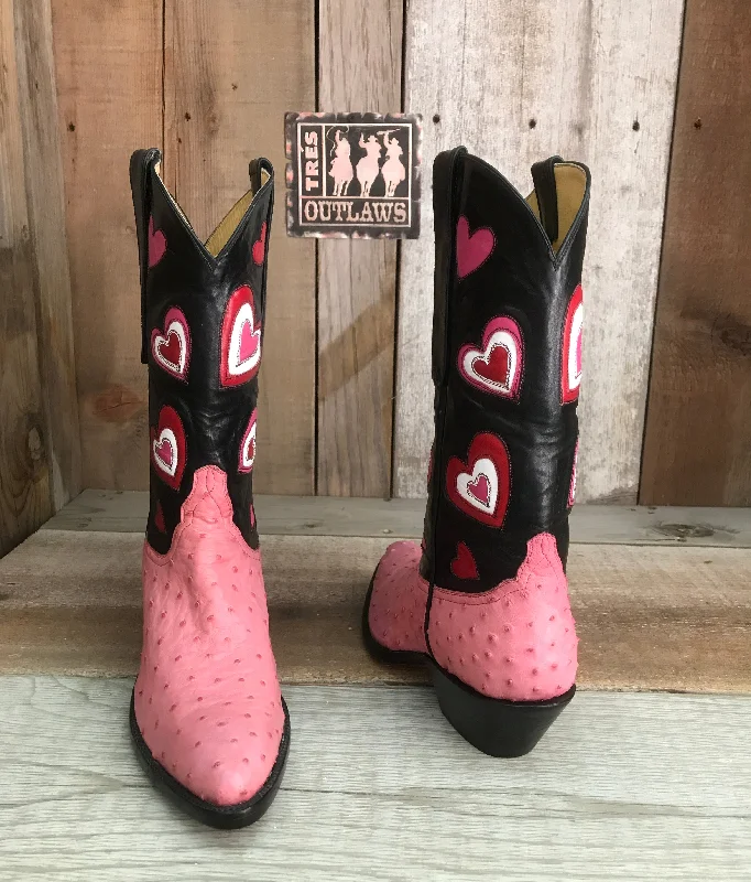 Pink Love  Ostrich & Hearts  Tres Outlaws Classic  Boot 1628 @