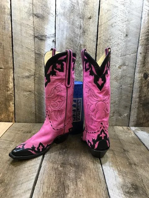 Pink Suede & Black Wing Tip Tres Outlaws Women's Classic Boot 1455