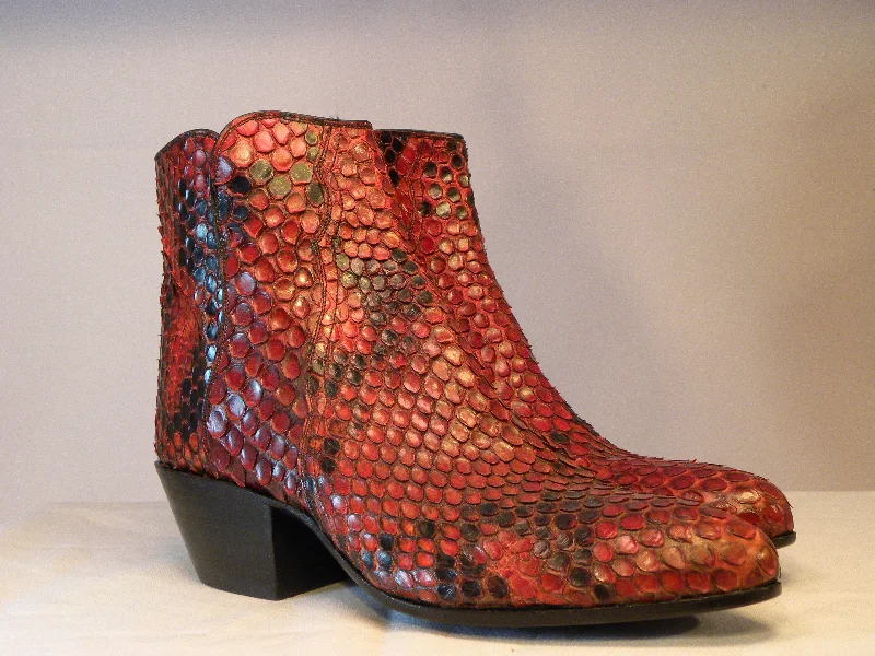 Red  & Black Python Tres Outlaws Flamingo Zip  Boot "2 Sweet Collection"   1383