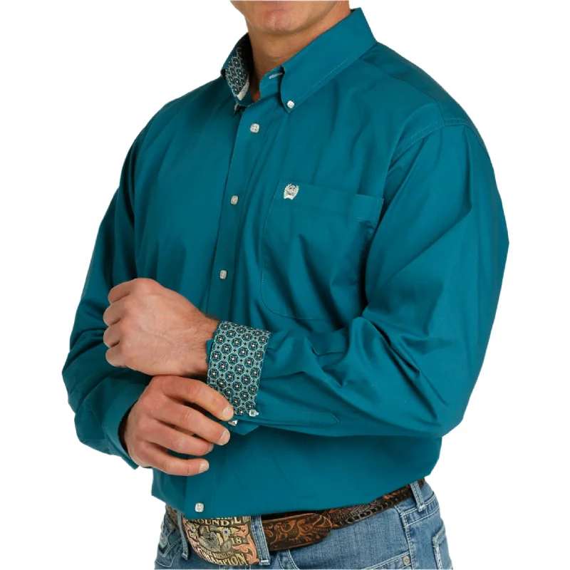 Cinch Men's Solid Teal Long Sleeve Shirt