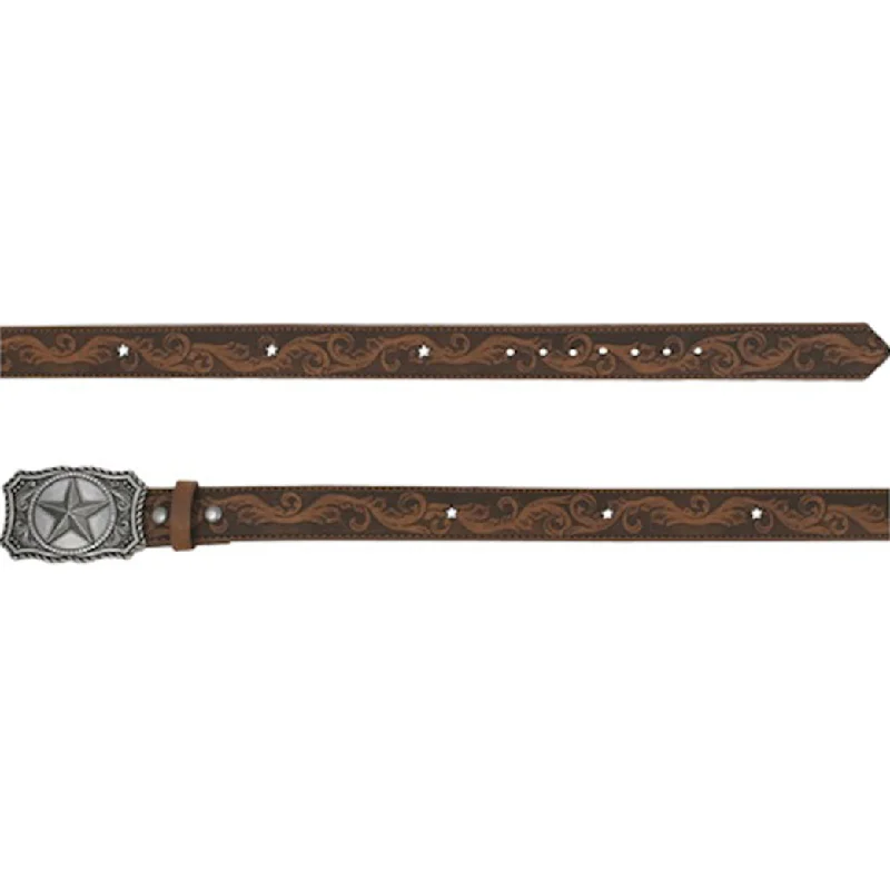 Arena Ace Boy's Belt with Star Cutouts and Scroll Emboss