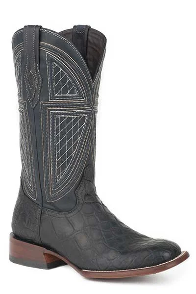 Stetson Mens Black Falls Alligator Square Toe Boots Style 12-020-1852-0416