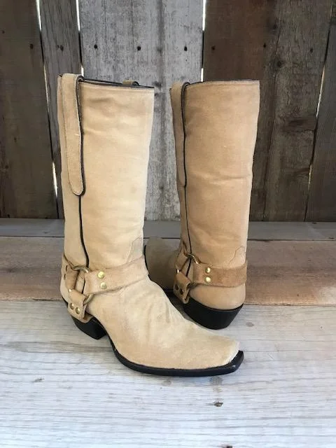 Natural Suede Calf French Style Tres Outlaws Women's Classic  Boot 2084@