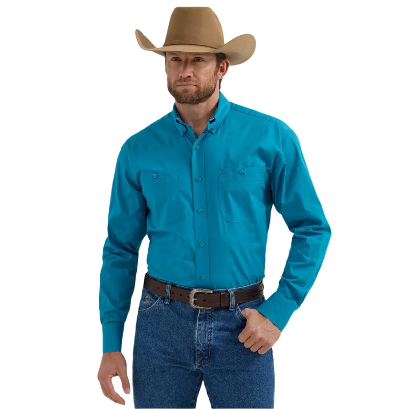 Wrangler Men's Teal George Strait Button Up Shirt