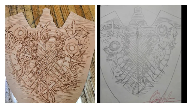 Shield -  Sketch Transfer  - Leather