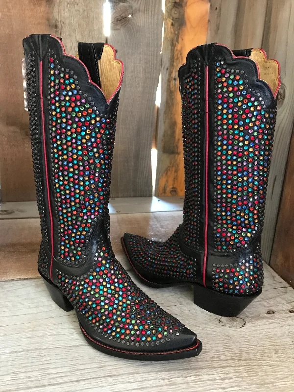 Rainbow Thousands of Crystals Tres Outlaws Women's Classic Boot  1531