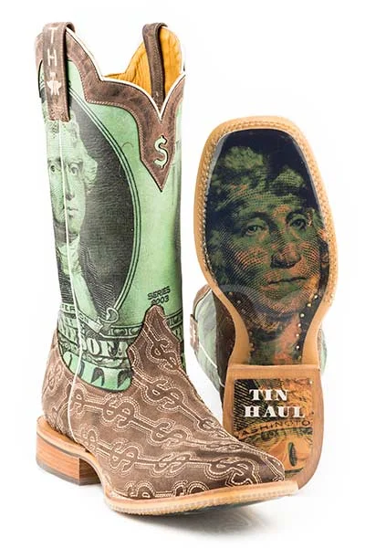 Tin Haul Mens Duece Take The Money And Run Cowboy Boots Square Toe Style 14-020-0007-0350