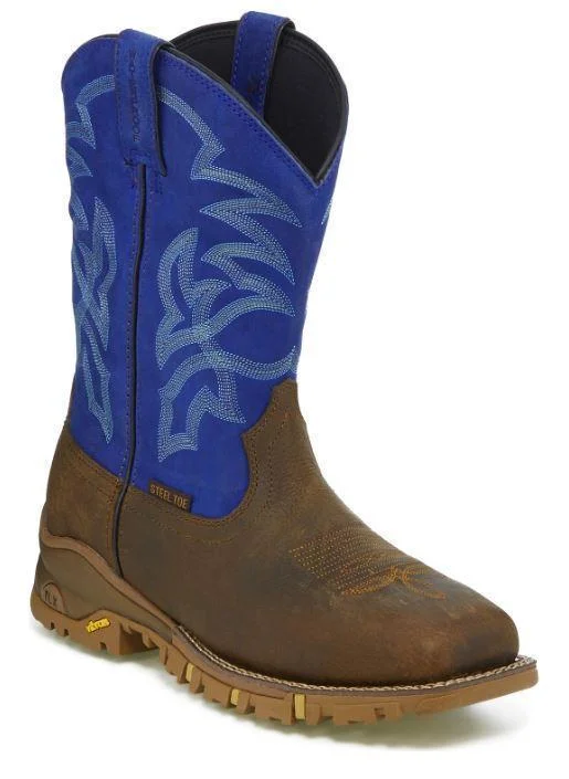 Tony Lama Mens Roustabout Blue Western Work Steel Toe Boots Style TW5010