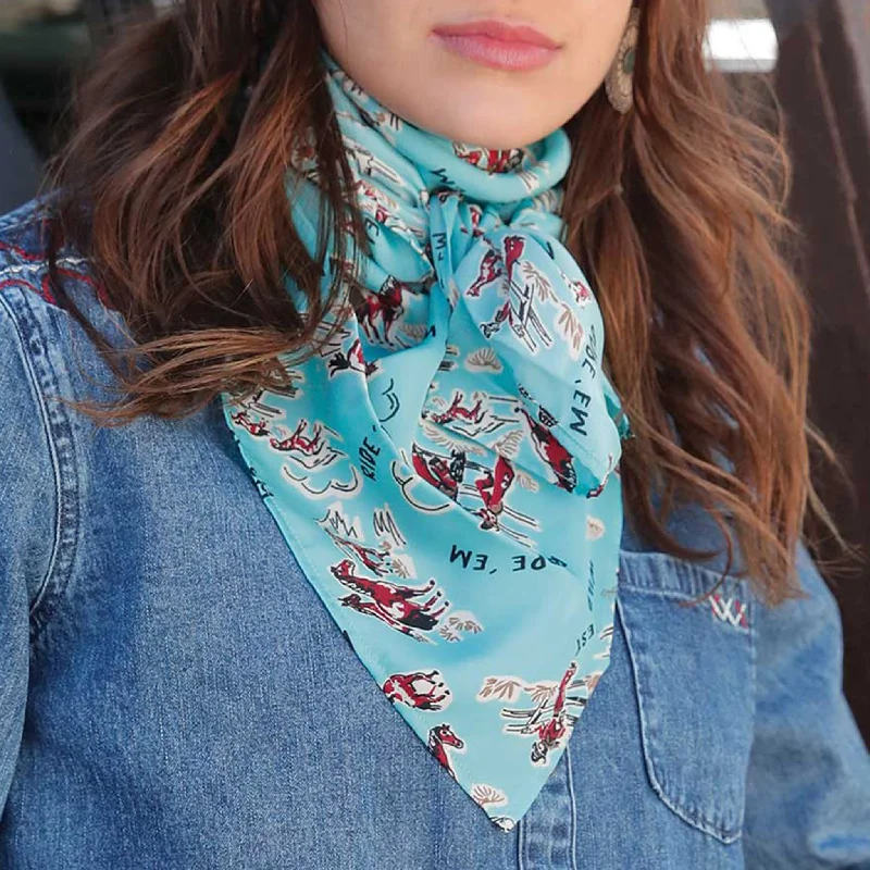 Cruel Denim Turquoise Cowboy Print Wild Rag