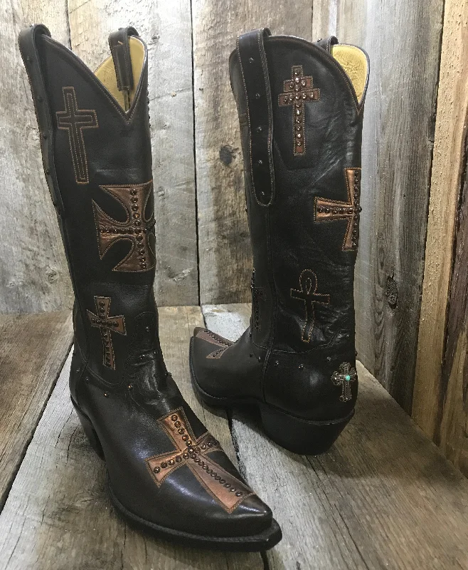 "Ultimate Cross"  Brown Kangaroo & Swarovski Crystals Tres Outlaws Women's Classic 1649