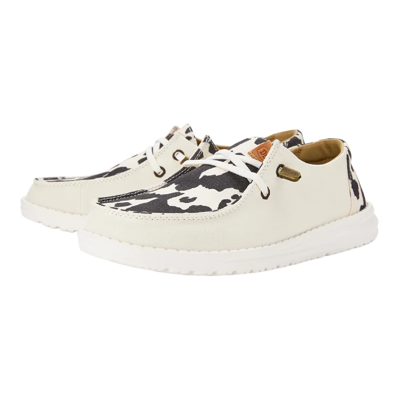 Hey Dude Wendy Black/White Cow Print Shoes