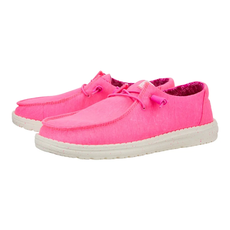 Hey Dude Wendy Neon Pink Stretch Canvas Shoes