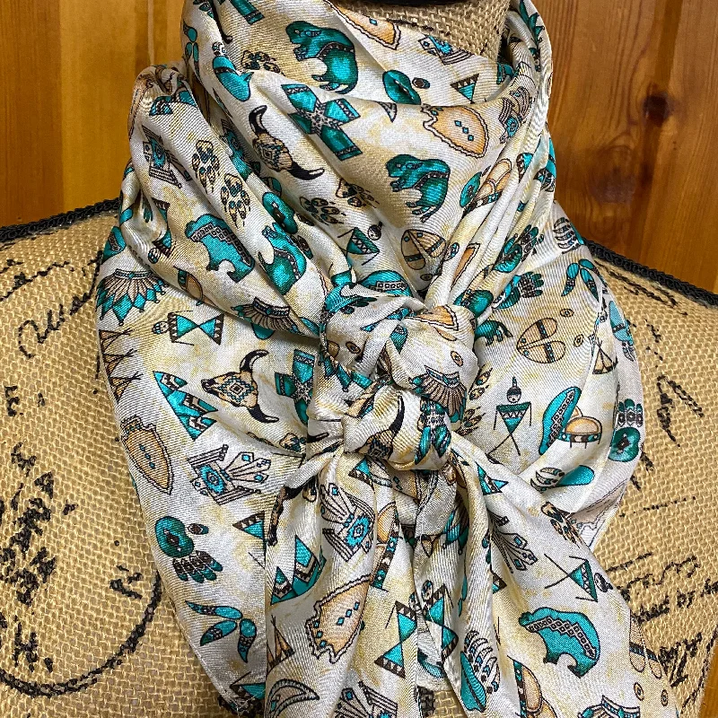 Cream with Turquoise Southwestern Wild Rag