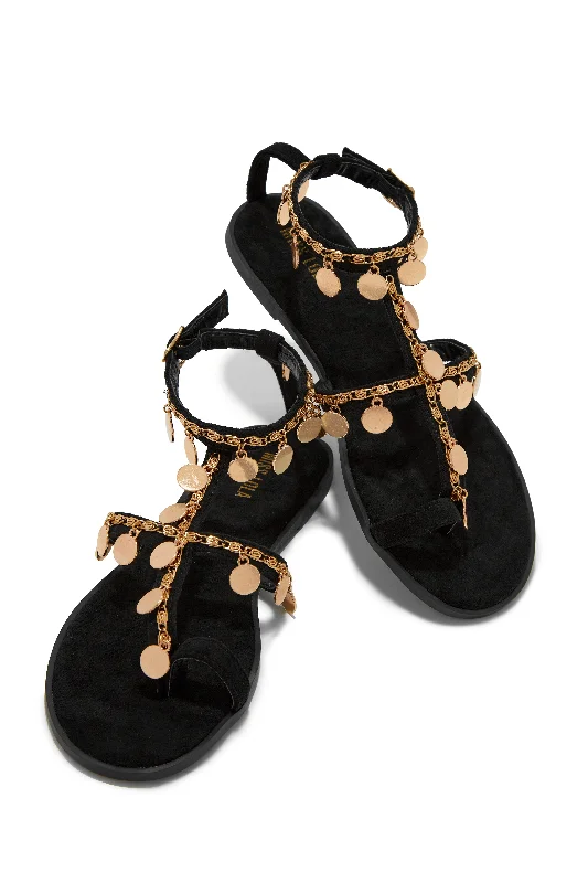 Absolute Paradise Chain Embellished Sandals - Black Ivy League - Inspired Derby Look 