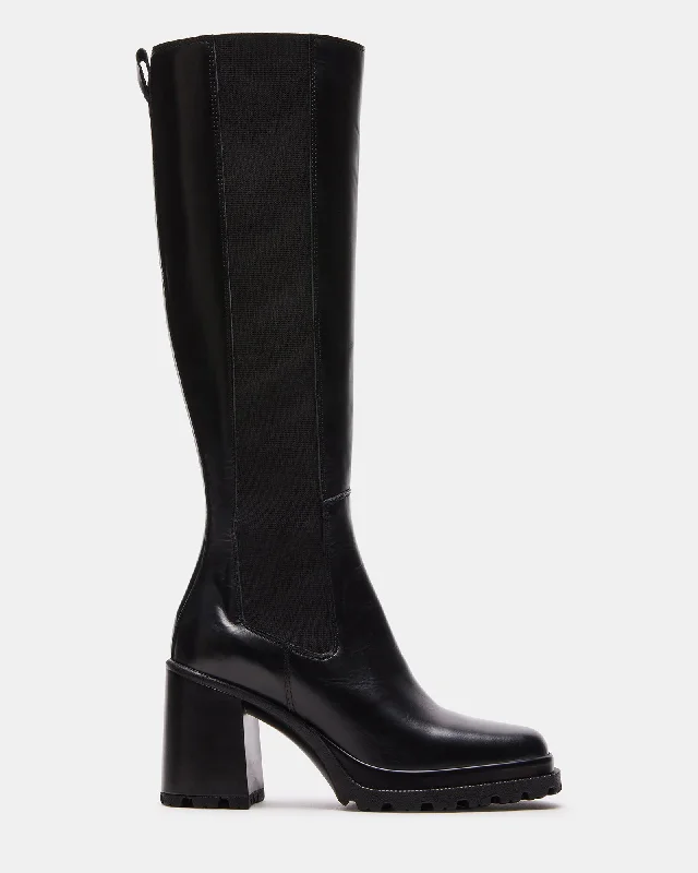 ALESTI BLACK LEATHER Zip - Up Boot Style  