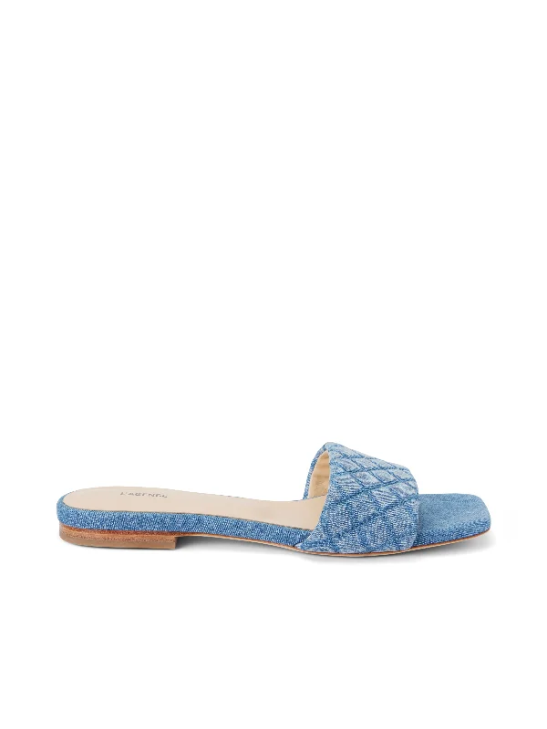 Aloise Denim Slide Sandal Artisan - Crafted Loafer Style  