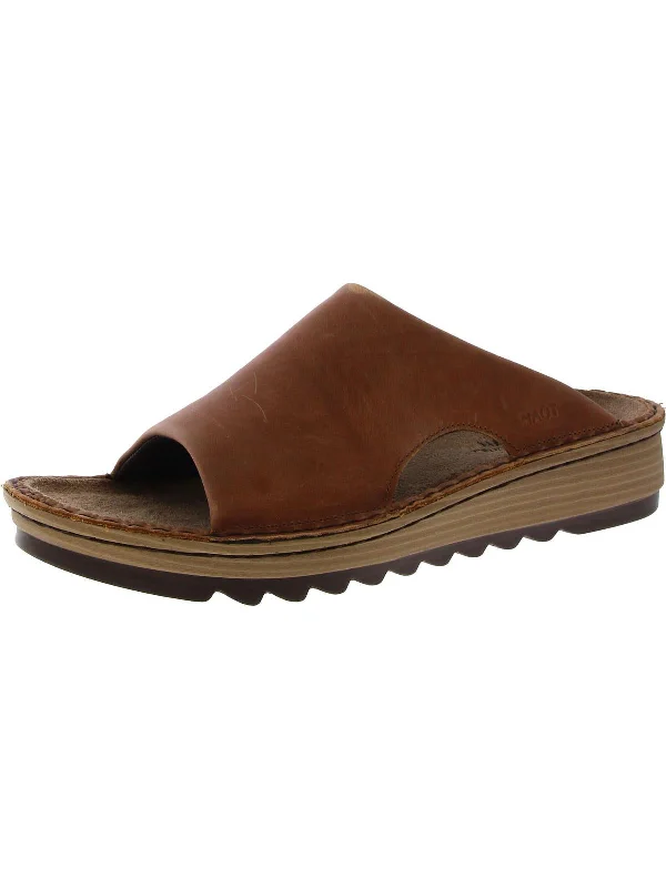Ardisia Womens Faux Leather Slip On Slide Sandals Mod Oxford Design  