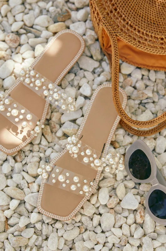 Audrey Slip On Faux Pearl Sandals - Pearl Camouflage Print Boot Style  