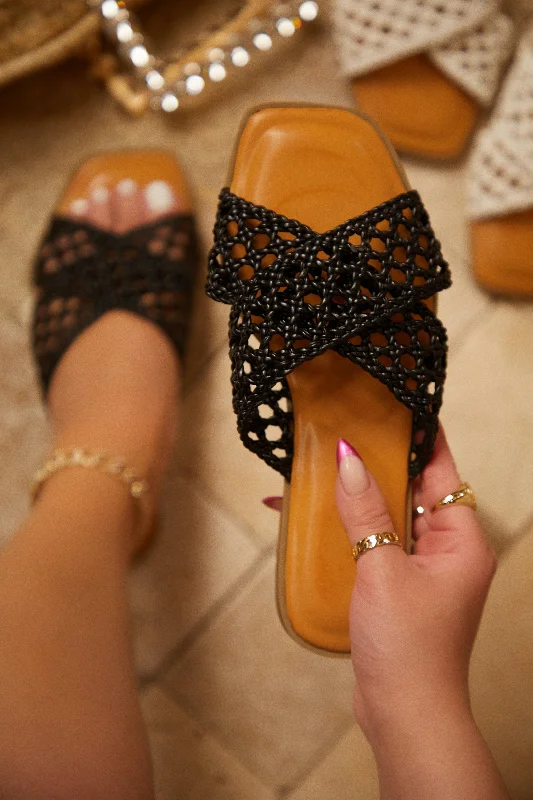 Beachside Slip On Sandals - Black Memory - Foam Slipper Look  