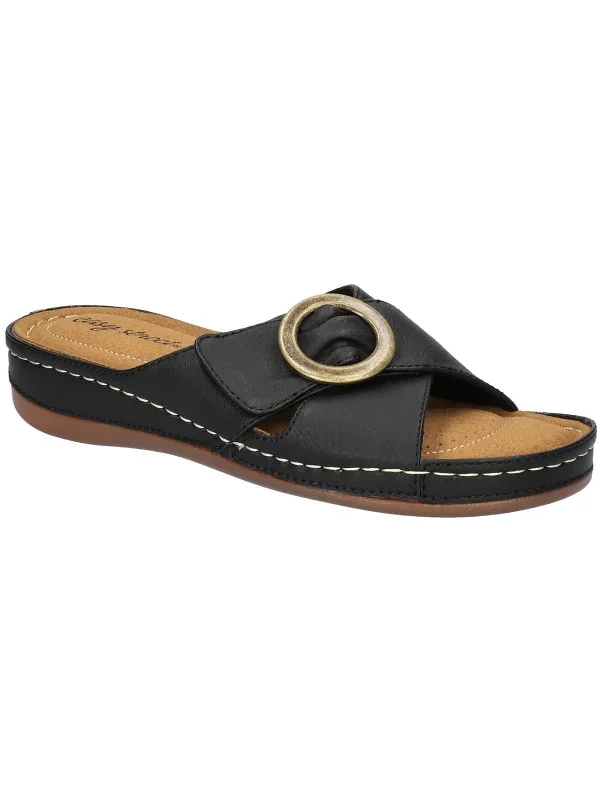 BLOOMER Womens Faux Leather Slip On Slide Sandals Hip - Hop Sneaker Style  