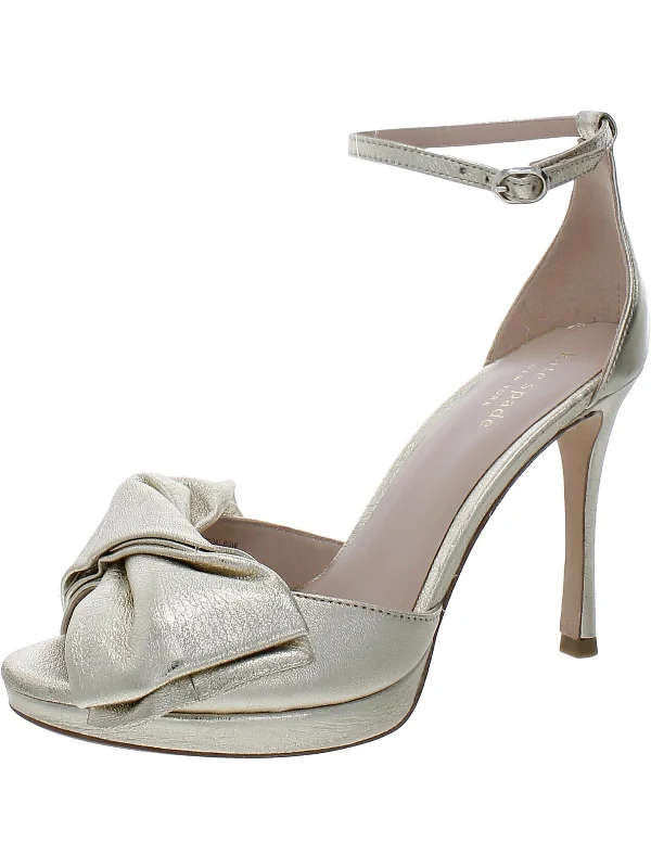 Bridal Bow Womens Leather Ankle Strap Evening Sandals Athleisure Derby Style  