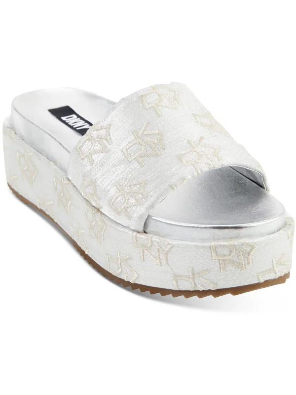 CI Platform  Womens Shimmer Embroidered Flatform Sandals Wingtip Oxford Design 