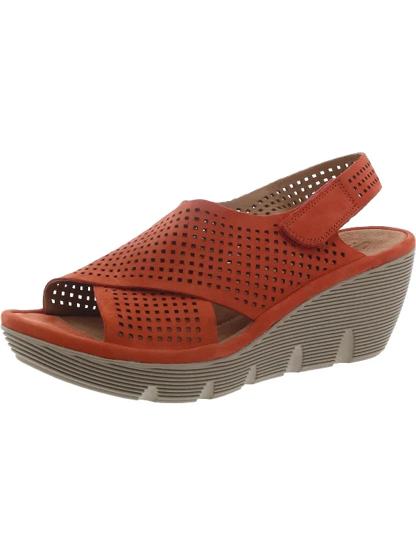 Clarene Award Womens Nubuck Perforated Wedge Sandals Quick - Dry Hiking Shoe Style   