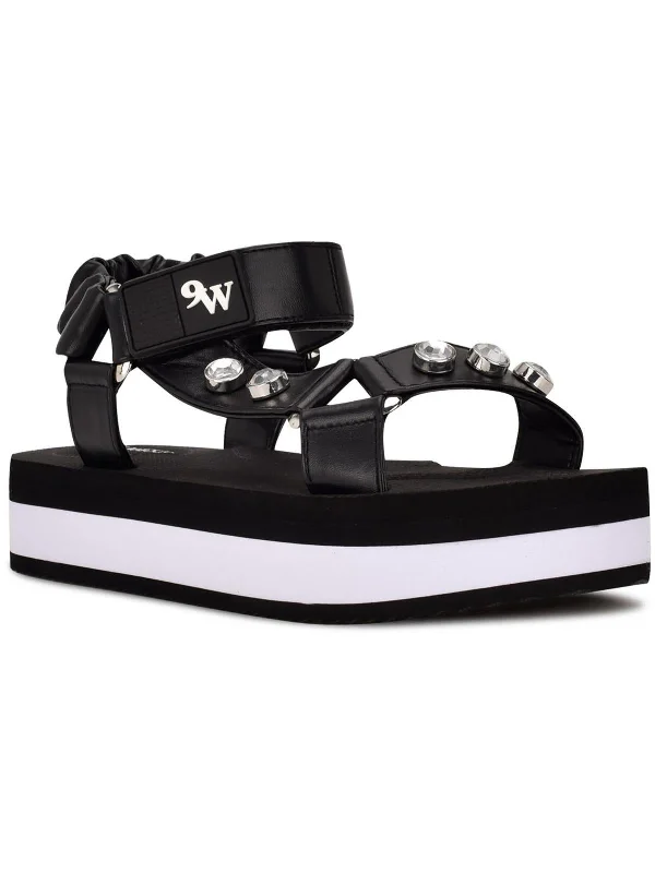 Cutie 3 Womens Faux Leather Jeweled Ankle Strap Two - Tone Shoe Design  