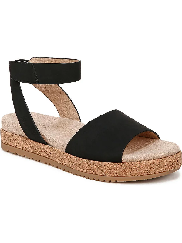 Deara Womens Faux Leather Platform Ankle Strap Suede Desert Boot 