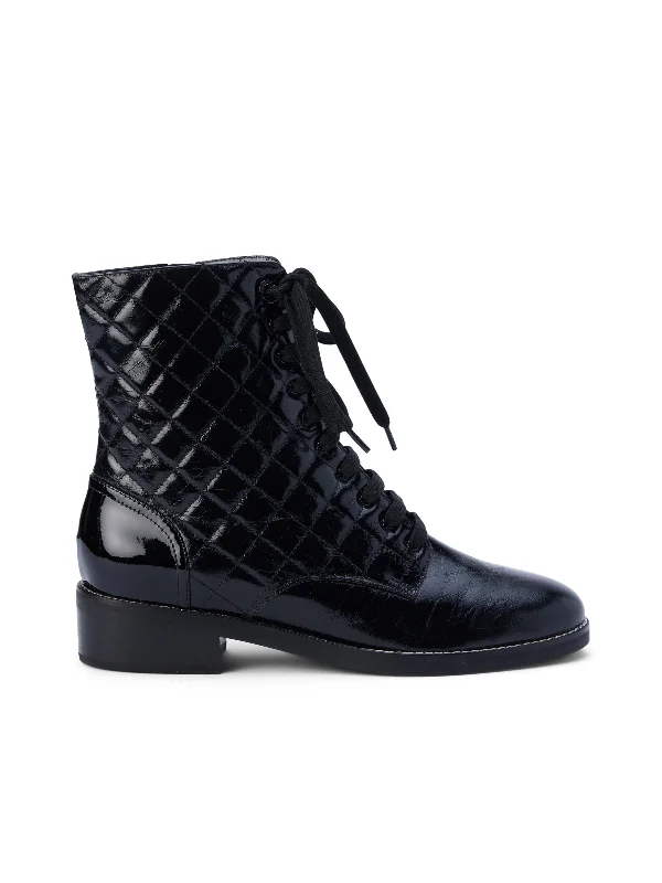 Desiree Patent Leather Boot Edwardian Shoe Look  