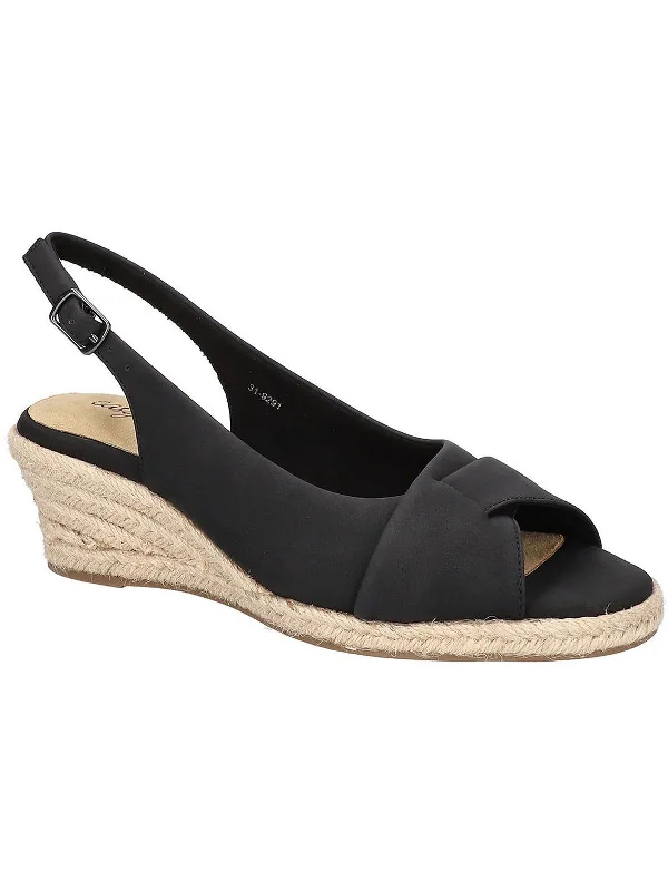 Devlin Womens Faux Leather Peep-Toe Wedge Sandals Vintage Oxford Appeal 