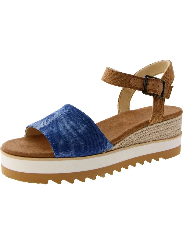 Diana Womens Woven Ankle Strap Wedge Sandals Edwardian Shoe Look  