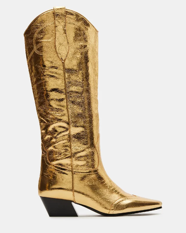 DOLLIE GOLD LEATHER Two - Tone Shoe Design  