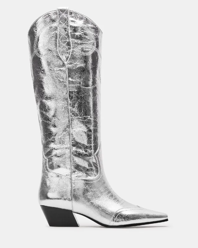 DOLLIE SILVER LEATHER Cowboy Boot Western Style  