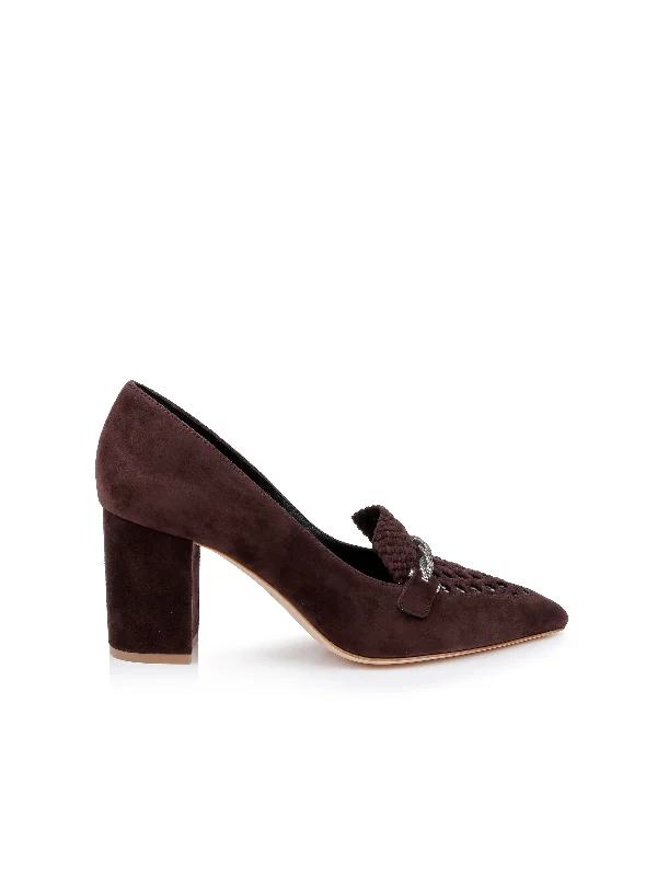 Eleonore Suede Loafer Pump Beaded Moccasin Design 