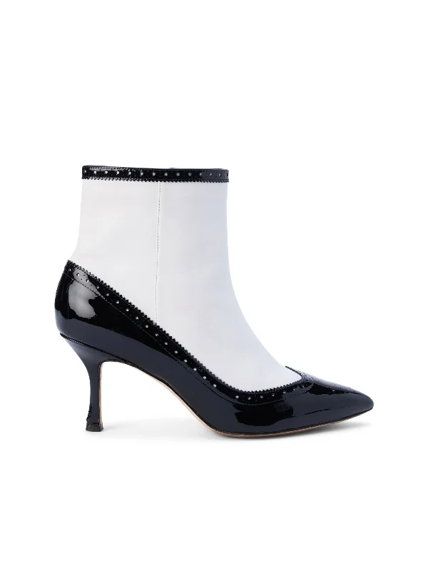 Ember Patent Leather Bootie Open - Lacing Derby Look  