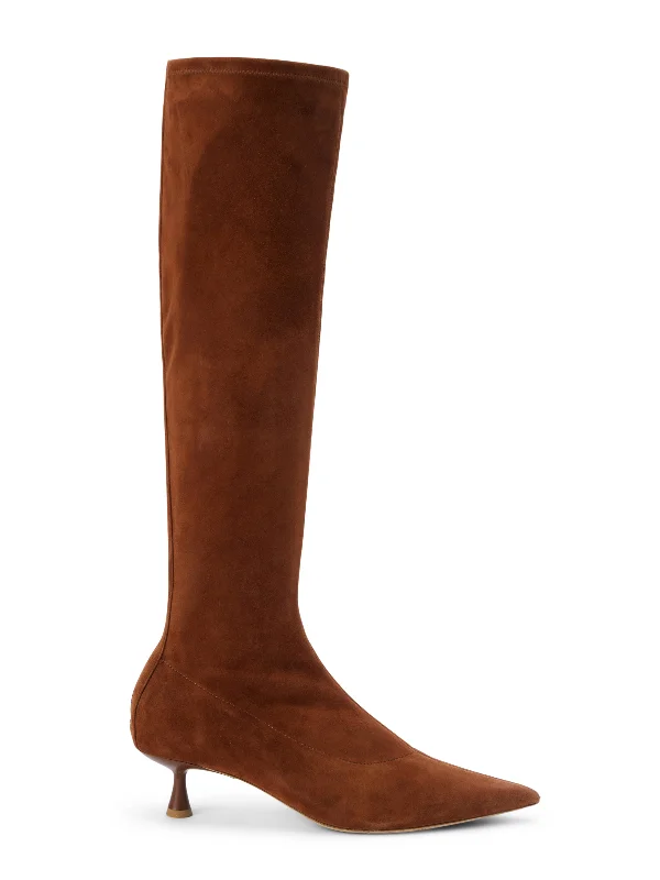 Emilie Suede Kitten Heel Boot British Gentleman Oxford Style  