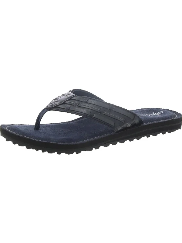 Fenner Shore Womens Faux Leather Thong Flip-Flops British Gentleman Oxford Style  