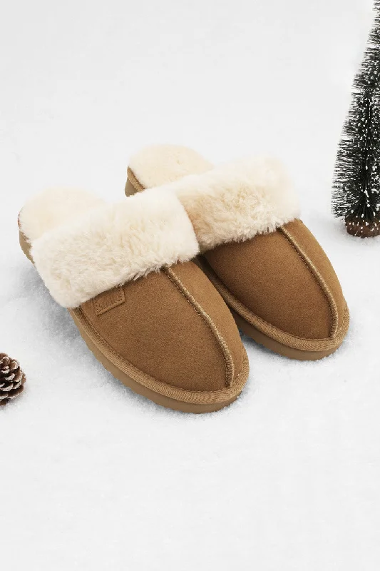 Fuzzy Platform Slippers Casual Loafer Style          