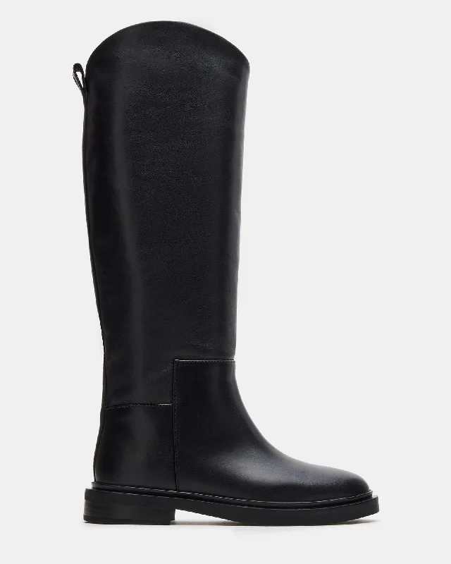 GAIGE BLACK LEATHER Ankle - High Military Boot Style  