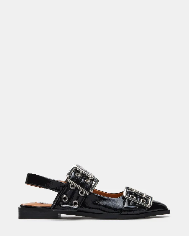 GRAYA BLACK PATENT Skateboarding Sneaker Style  